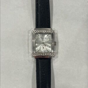 Anne Klein Silver Watch with Black Strap